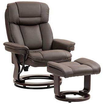 HOMCOM PU Leather Recliner with Ottoman, Swivel Reclining Chair
