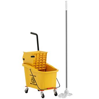 HOMCOM Mop Bucket with Wringer on Wheels for Floor Cleaning 38-qt