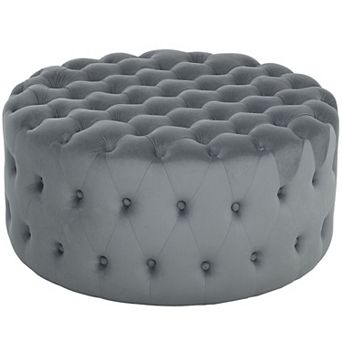HOMCOM Tufted Ottoman Foot Stool with Velvet-feel Upholstery