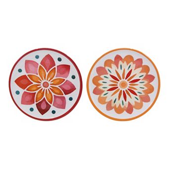 Deal Bar 2 pk Melamine Floral Print Plates Set