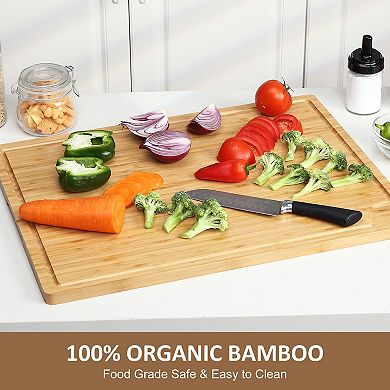 24" x 18" Extra Large 100% Bamboo Cutting Board for Meat, Cheese, Vegetables, Stove Top Cover Board