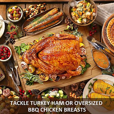 24" x 18" Extra Large 100% Bamboo Cutting Board for Meat, Cheese, Vegetables, Stove Top Cover Board