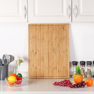 24" x 18" Extra Large 100% Bamboo Cutting Board for Meat, Cheese, Vegetables, Stove Top Cover Board