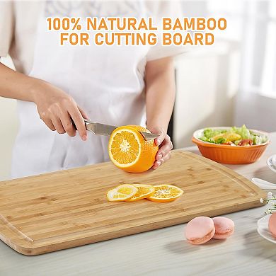 30" x 20" Extra Large 100% Bamboo Stovetop Cover, Countertop Cutting Board with Adjustable Legs