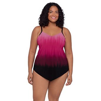 Plus Size Trimshaper V-Neck Tankini Swim Top
