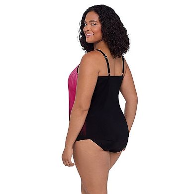 Plus Size Trimshaper V-Neck Tankini Swim Top