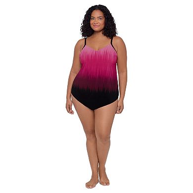 Plus Size Trimshaper V-Neck Tankini Swim Top
