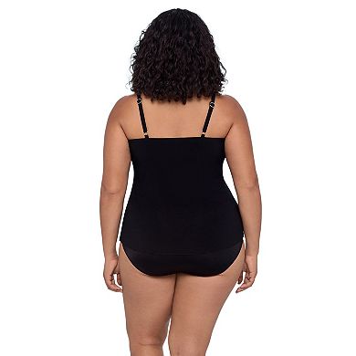 Plus Size Trimshaper V-Neck Tankini Swim Top