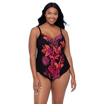 Women's Trimshaper Floral V-Neck Tankini Swim Top