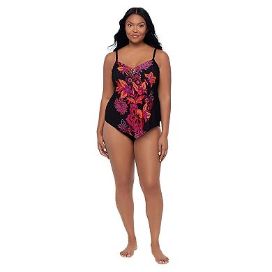 Women's Trimshaper Floral V-Neck Tankini Swim Top