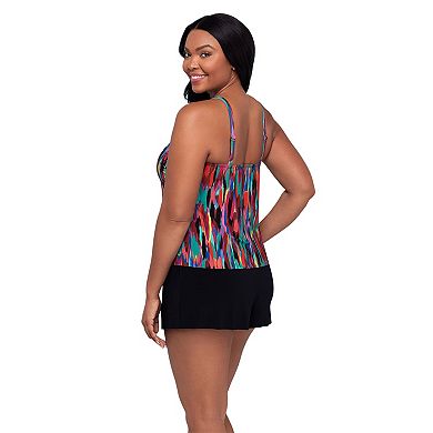 Women's Trimshaper Farrah Romper with Adjustable Straps & Colorful Pattern