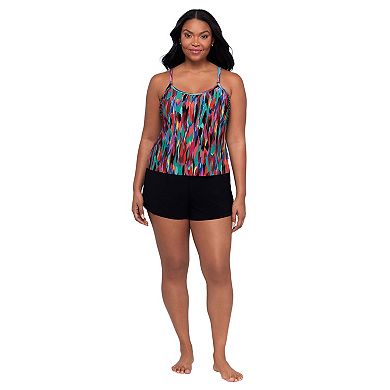 Women's Trimshaper Farrah Romper with Adjustable Straps & Colorful Pattern