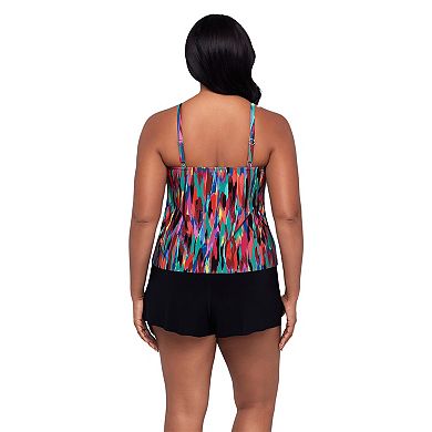 Women's Trimshaper Farrah Romper with Adjustable Straps & Colorful Pattern