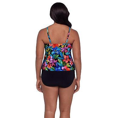 Women's Trimshaper Floral V-Neck Tankini Swim Top