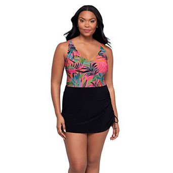 Women's Trimshaper Julie V-Neck Amazonian Palms Swimdress