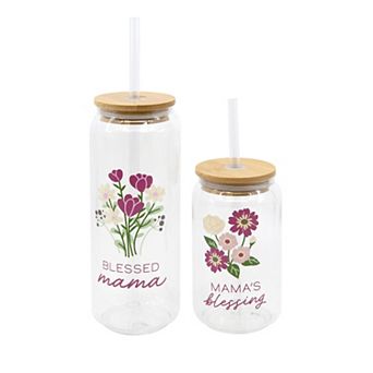 Blessed Mama 2 pc Tumbler Set with Bamboo Lid & Straw