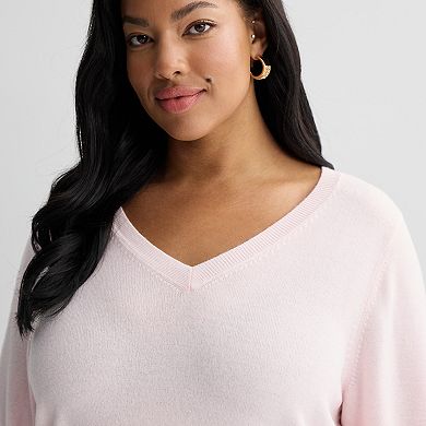 Plus Size Croft & Barrow® Extra Soft V-Neck Sweater