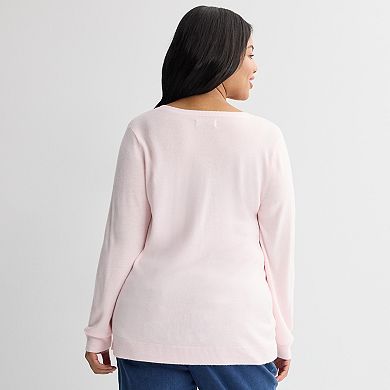 Plus Size Croft & Barrow® Extra Soft V-Neck Sweater