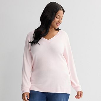 Plus Size Croft & Barrow® Extra Soft V-Neck Sweater
