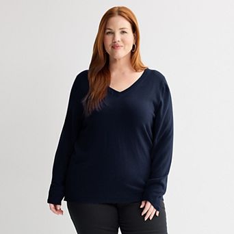 Plus Size Croft & Barrow® Extra Soft V-Neck Sweater