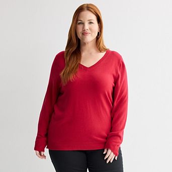 Plus Size Croft & Barrow® Extra Soft V-Neck Sweater