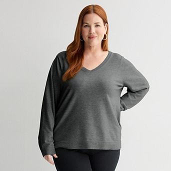 Plus Size Croft & Barrow® Extra Soft V-Neck Sweater