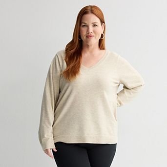 Plus Size Croft & Barrow® Extra Soft V-Neck Sweater