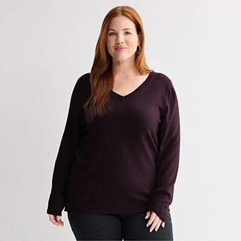 Plus Size Croft & Barrow® Extra Soft V-Neck Sweater