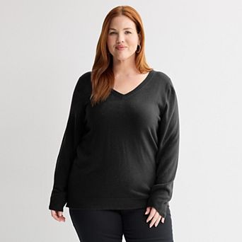 Plus Size Croft & Barrow® Extra Soft V-Neck Sweater