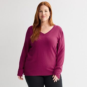 Plus Size Croft & Barrow® Extra Soft V-Neck Sweater