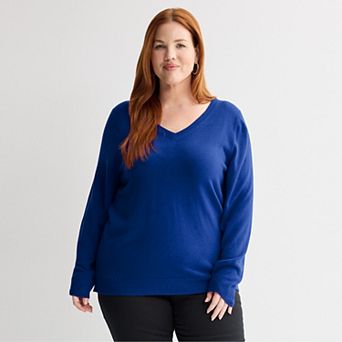 Plus Size Croft & Barrow® Extra Soft V-Neck Sweater