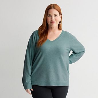 Plus Size Croft & Barrow® Extra Soft V-Neck Sweater