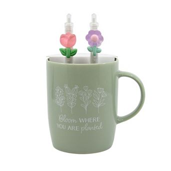 "Bloom Where You're Planted" Ceramic Mug & Flower Pen Gift Set