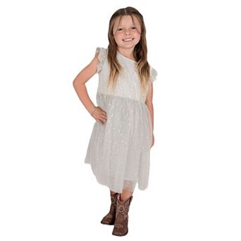 Lilttle Girl's Grey Foil Dot Dress