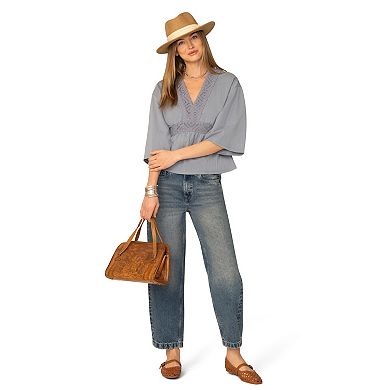 Women's Flint & Moss Crochet Trim V-Neck Blouse