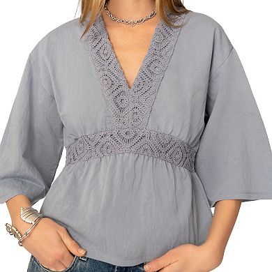Women's Flint & Moss Crochet Trim V-Neck Blouse