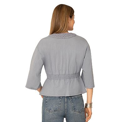 Women's Flint & Moss Crochet Trim V-Neck Blouse