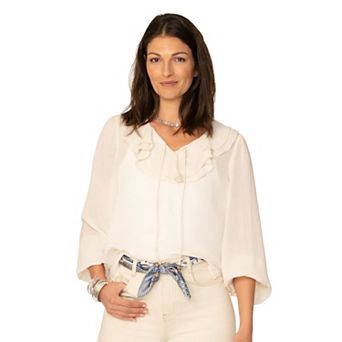 Women's Flint & Moss Ruffle Front V-Neck Blouse