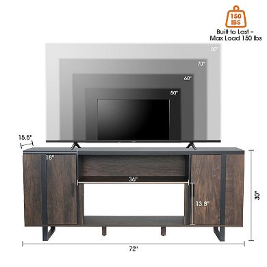 72" Modern Storage Cabinets TV Stand for TVs up to 75" Media Console for Living Room