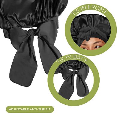 NIGHT Satin Bonnet, Tie, Adjustable, Oversized