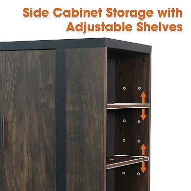 72" Modern Fireplace TV Stand Medial Console with Electric Fireplace for TVs up to 80"