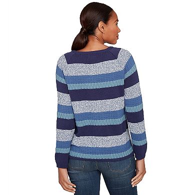 Hearts of Palm Women's The Blueprint Marled Stripe Blouson Pullover