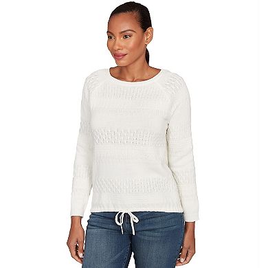 Hearts of Palm Women's The Blueprint Solid Texture Stripe Blouson Pullover