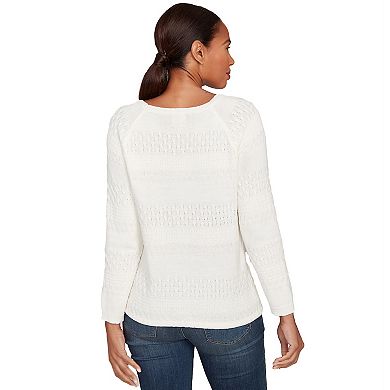 Hearts of Palm Women's The Blueprint Solid Texture Stripe Blouson Pullover