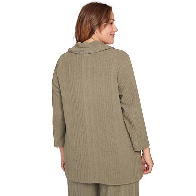 Hearts of Palm Plus Size Neutral Ground Solid Texture Hatchi Cowl Neck Tunic