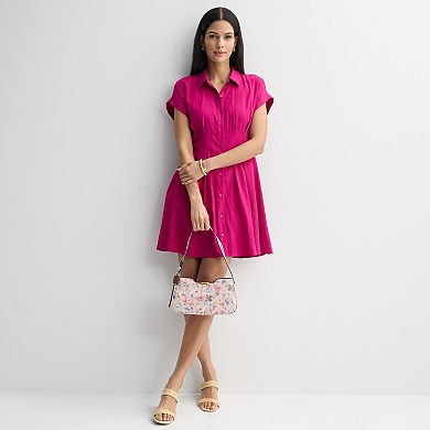 Petite Nine West Cinched Waist Mini Shirt Dress