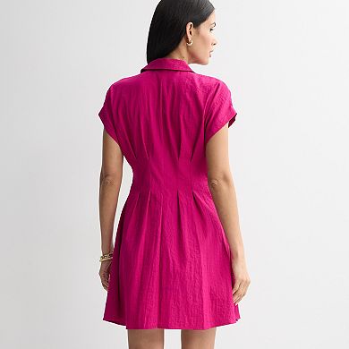 Petite Nine West Cinched Waist Mini Shirt Dress
