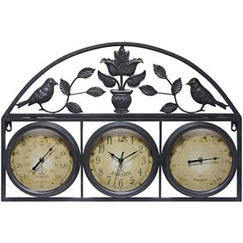 Infinity Instruments Jardin Thermometer & Hygrometer Indoor/Outdoor Clock