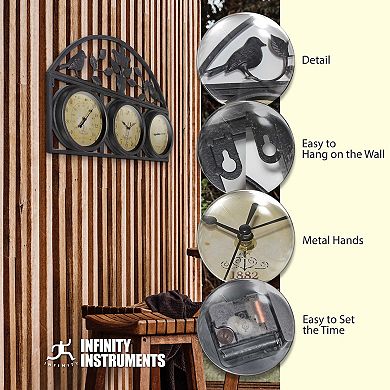 Infinity Instruments Jardin Thermometer & Hygrometer Indoor/Outdoor Clock