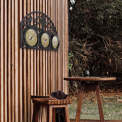 Infinity Instruments Jardin Thermometer & Hygrometer Indoor/Outdoor Clock